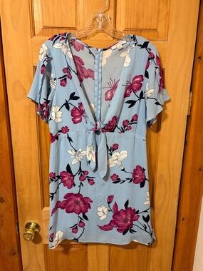 blue orchid linen dress Amur Everlee Linen Silk Mini Dress - Cobalt Orchid